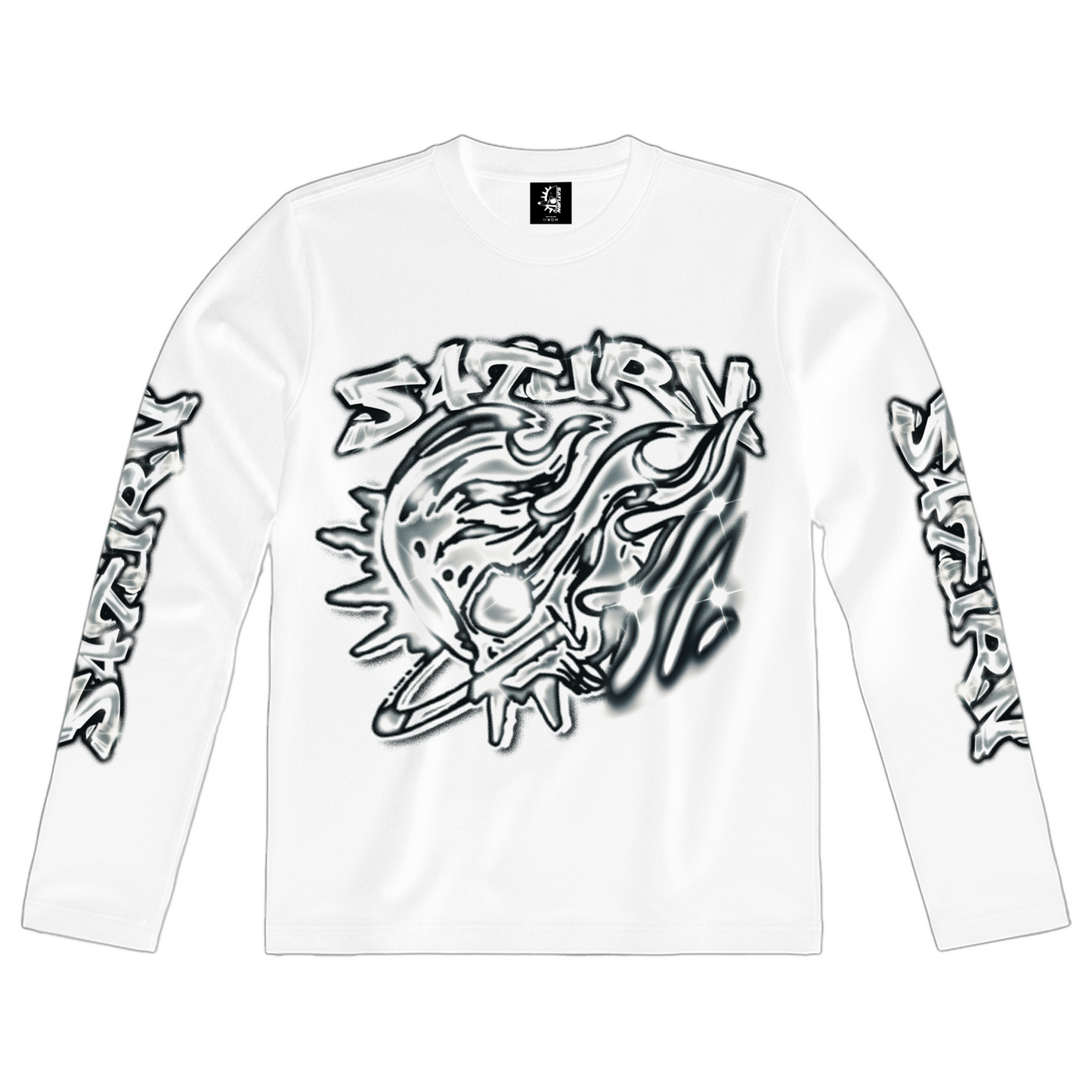 SATURN AIRBRUSH STYLE WHITE LONG SLEEVES