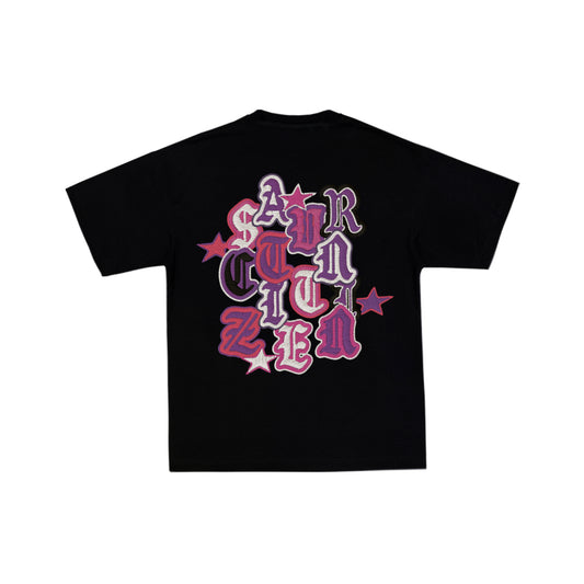 VARSITY PATCH TEE NOIR-VIOLET